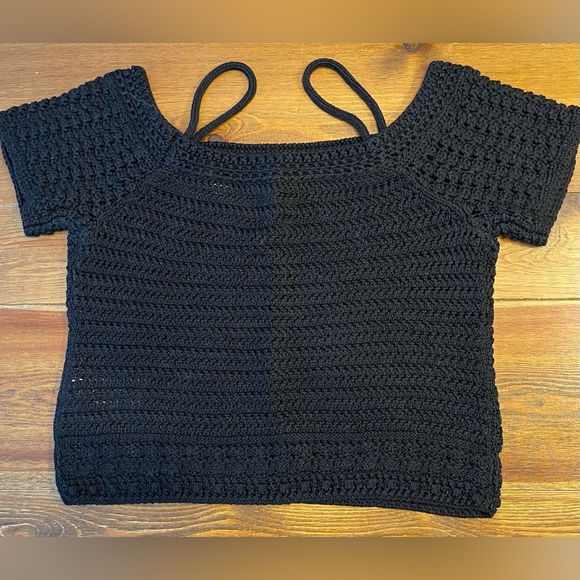 Vince | Open Shoulder Crochet Top | Black | Boho | Women’s S - Picture 4 of 6
